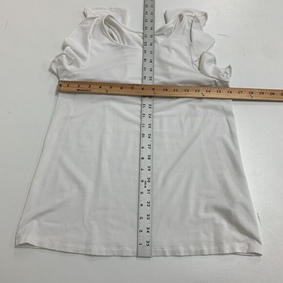 Lilly Pulitzer Lanette Top Womens S White Pima Cotton Blend Flutter Sleeve Shirt - Picture 7 of 13